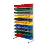 Regał warsztatowy dwustronny z pojemnikami, stojący, 60 pojemników