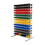 Regał warsztatowy dwustronny z pojemnikami, stojący, 208 pojemników