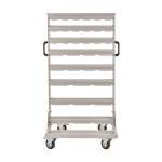 Regał warsztatowy dwustronny z pojemnikami, jezdny, 64 pojemniki