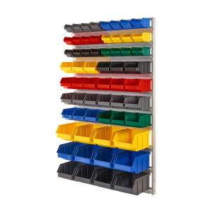 Regał warsztatowy z pojemnikami, wiszący, 60 pojemników