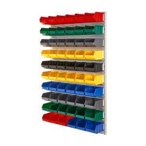 Regał warsztatowy z pojemnikami, wiszący, 60 pojemników