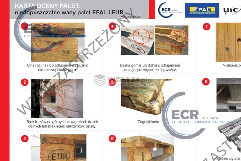 Komplet Kart Oceny Palet EPAL, EUR - rozmiar 660 x 490 mm - wszystkodomagazynu.pl