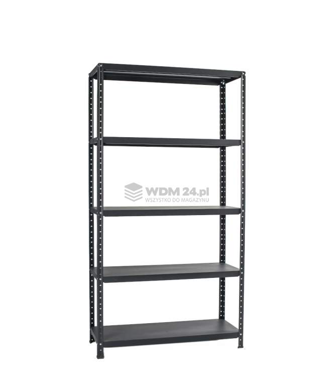 Regał metalowy Leo 100x40x187 cm, 5 półek, 80 kg, malowany proszkowo Antracyt