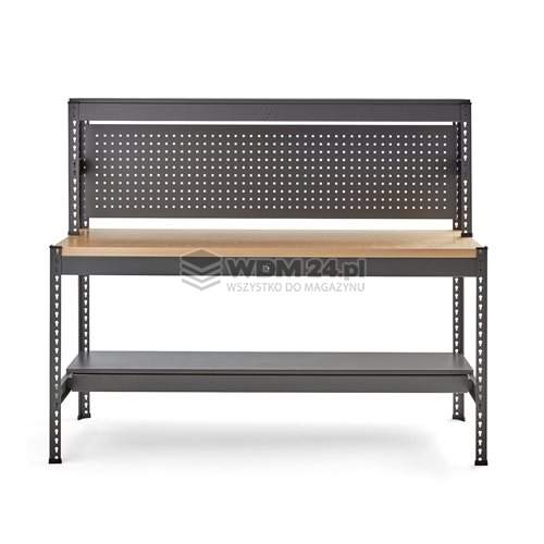 Stół warsztatowy COMBO, utwardzana płyta, panel narzędziowy i oświetlenie, 1840x775x1530 mm