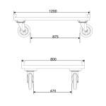 Niski bezpieczny wózek paletowy FRAME, 700 kg, koła PU Ø160 mm, 1200x800x265 mm