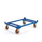 Niski bezpieczny wózek paletowy FRAME, 700 kg, koła PU Ø160 mm, 1200x800x265 mm