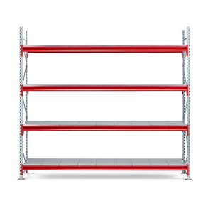 Regał TOUGH, moduł podstawowy, 2500x2800x600 mm, 4 stalowe półki