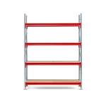 Regał TOUGH, moduł podstawowy, 2500x1900x600 mm, 4 półki z płyty wiórowej