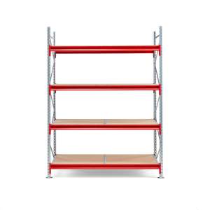 Regał TOUGH, moduł podstawowy, 2500x1900x1000 mm, 4 półki z płyty wiórowej