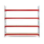 Regał TOUGH, moduł podstawowy, 2500x2800x600 mm, 4 półki z płyty wiórowej