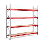 Regał TOUGH, moduł podstawowy, 2500x2800x600 mm, 4 półki z płyty wiórowej