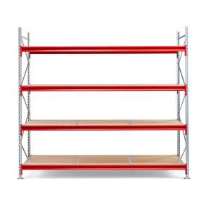 Regał TOUGH, moduł podstawowy, 2500x2800x1000 mm, 4 półki z płyty wiórowej