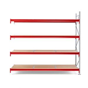 Regał TOUGH, moduł dodatkowy, 2500x2700x1000 mm, 4 półki z płyty