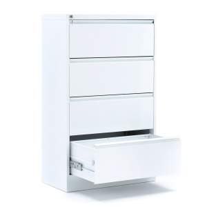 Boczna szafka kartotekowa INDEX, mieści A4, 4 szuflady, 800x425x1320 mm, biały