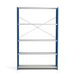 Regał MIX moduł podstawowy, 2100x1365x400 mm, stelaż zamknięty, niebieski, szary