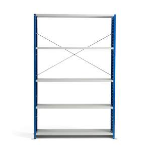 Regał MIX moduł podstawowy, 2100x1365x600 mm, stelaż zamknięty, niebieski, szary