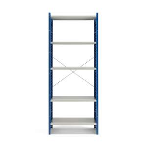 Regał MIX moduł podstawowy, 2100x800x600 mm, zamknięta rama końcowa, niebieski, szary