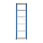 Regał MIX moduł podstawowy, 3000x800x400 mm, niebieski, szare półki