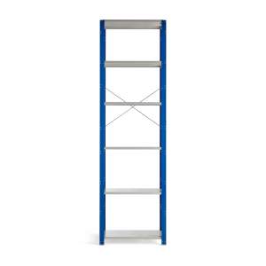 Regał MIX moduł podstawowy, 3000x800x400 mm, niebieski, szare półki