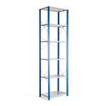 Regał MIX moduł podstawowy, 3000x800x500 mm, niebieski, szare półki