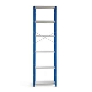 Regał MIX moduł podstawowy, 3000x800x500 mm, niebieski, szare półki