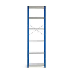 Regał MIX moduł podstawowy, 3000x800x600 mm, niebieski, szare półki