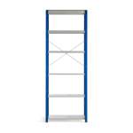 Regał MIX moduł podstawowy, 3000x1000x400 mm, niebieski, szare półki