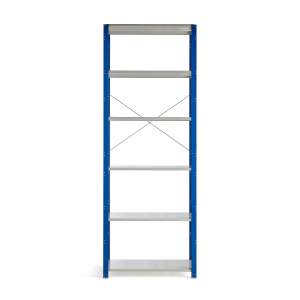Regał MIX moduł podstawowy, 3000x1000x600 mm, niebieski, szare półki