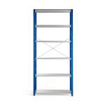 Regał MIX moduł podstawowy, 3000x1300x500 mm, niebieski, szare półki