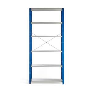Regał MIX moduł podstawowy, 3000x1300x500 mm, niebieski, szare półki