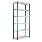 Regał MIX moduł podstawowy, 3000x1300x600 mm, niebieski, szare półki