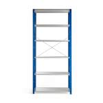 Regał MIX moduł podstawowy, 3000x1300x600 mm, niebieski, szare półki
