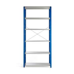 Regał MIX moduł podstawowy, 3000x1300x600 mm, niebieski, szare półki