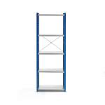 Regał MIX moduł podstawowy, 1740x600x500 mm, zamknięta rama końcowa, niebieski, szary
