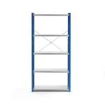 Regał MIX moduł podstawowy, 1740x800x400 mm, zamknięta rama końcowa, niebieski, szary