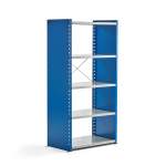 Regał MIX moduł podstawowy, 1740x800x500 mm, zamknięta rama końcowa, niebieski, szary