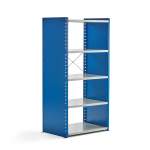 Regał MIX moduł podstawowy, 1740x800x600 mm, zamknięta rama końcowa, niebieski, szary