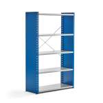 Regał MIX moduł podstawowy, 1740x1000x400 mm, zamknięta rama końcowa, niebieski, szary