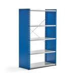 Regał MIX moduł podstawowy, 1740x1000x500 mm, zamknięta rama końcowa, niebieski, szary