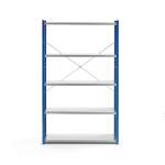 Regał MIX moduł podstawowy, 1740x1000x500 mm, zamknięta rama końcowa, niebieski, szary