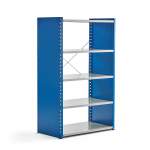 Regał MIX moduł podstawowy, 1740x1000x600 mm, zamknięta rama końcowa, niebieski, szary