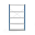 Regał MIX moduł podstawowy, 1740x1000x600 mm, zamknięta rama końcowa, niebieski, szary