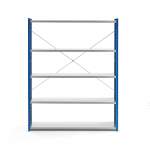 Regał MIX moduł podstawowy, 1740x1300x400 mm, zamknięta rama końcowa, niebieski, szary
