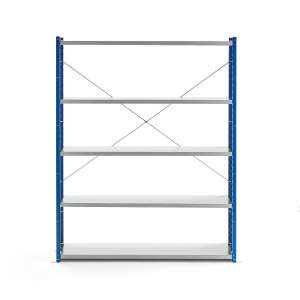 Regał MIX moduł podstawowy, 1740x1300x600 mm, zamknięta rama końcowa, niebieski, szary
