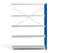 Regał MIX moduł dodatkowy, 2100x1305x400 mm, stelaż zamknięty, niebieski, szary