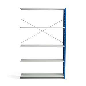Regał MIX moduł dodatkowy, 2100x1305x500 mm, stelaż zamknięty, niebieski, szary