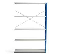 Regał MIX moduł dodatkowy, 2100x1305x600 mm, stelaż zamknięty, niebieski, szary