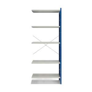 Regał MIX moduł dodatkowy, 2100x800x500 mm, zamknięta rama końcowa, niebieski, szary