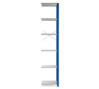 Regał MIX moduł dodatkowy, 3000x600x600 mm, niebieski, szare półki