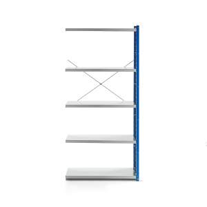 Regał MIX moduł dodatkowy, 1740x800x400 mm, zamknięta rama końcowa, niebieski, szary